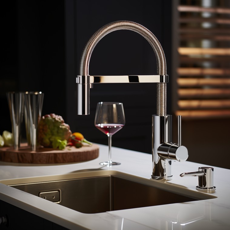 sink with silver tap